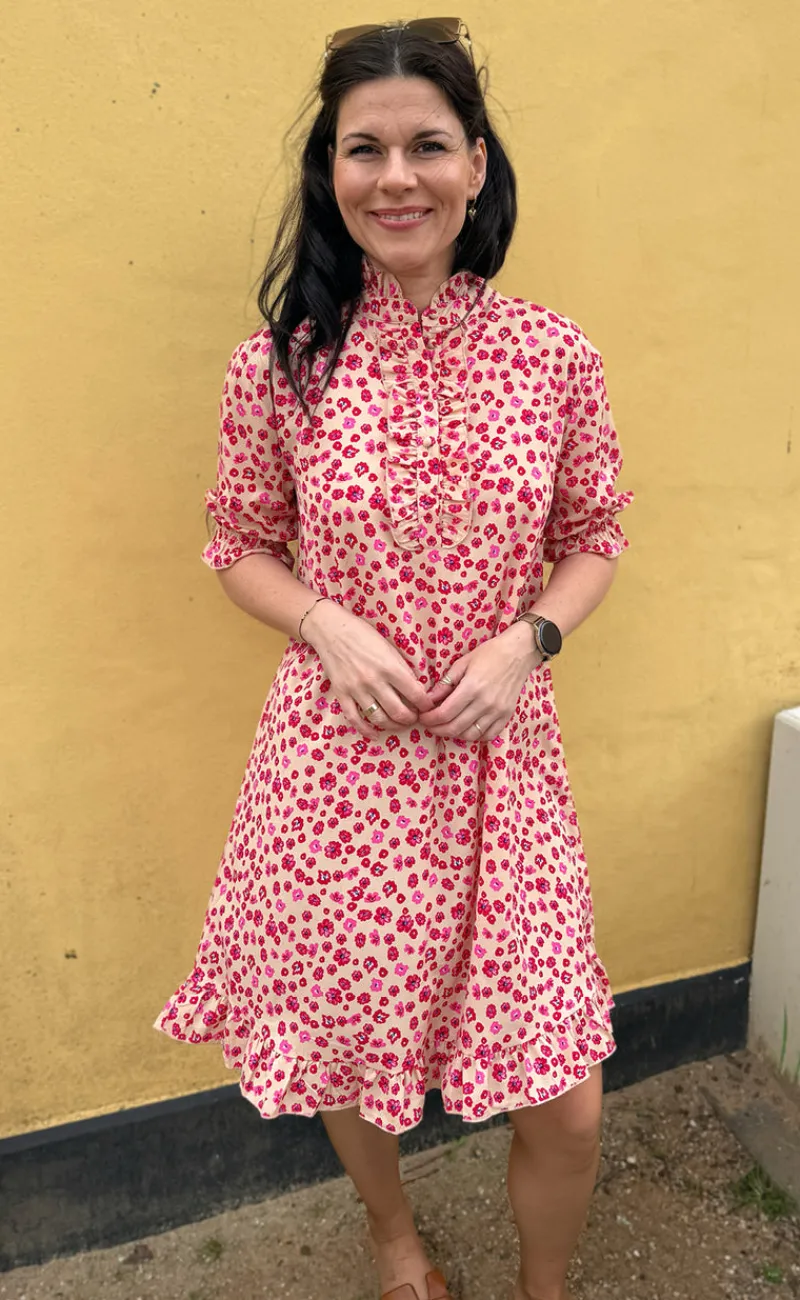 Hot Kjole - Philine - Pink / Red Flowers Kjoler