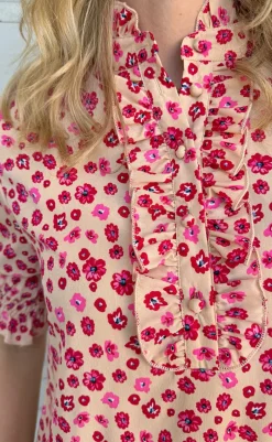 Hot Kjole - Philine - Pink / Red Flowers Kjoler