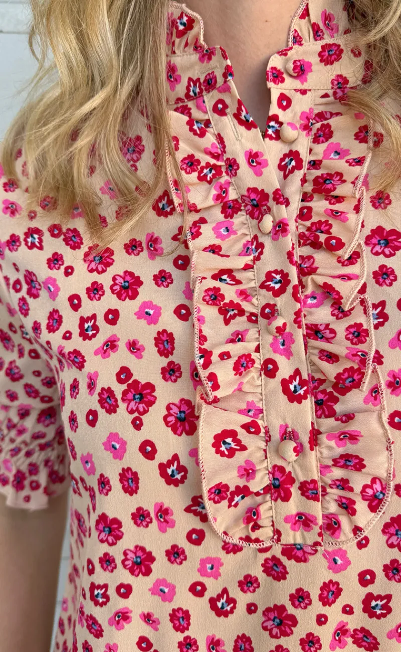 Hot Kjole - Philine - Pink / Red Flowers Kjoler