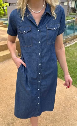 Clearance Kjole - Detia Summer - Denim Blue Kjoler