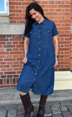 Clearance Kjole - Detia Summer - Denim Blue Kjoler