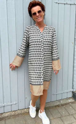 Online Kjole - Katia - Beige Print Kjoler