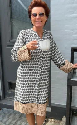 Online Kjole - Katia - Beige Print Kjoler