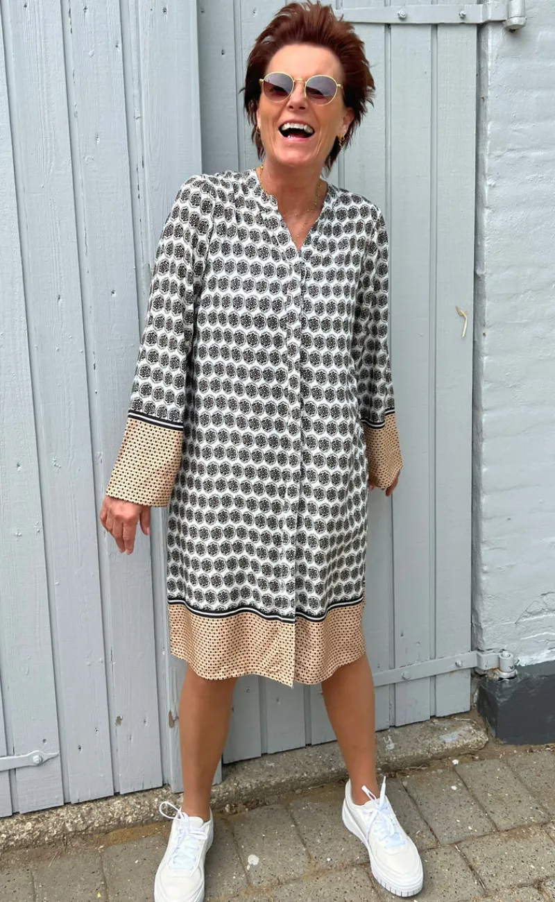 Online Kjole - Katia - Beige Print Kjoler