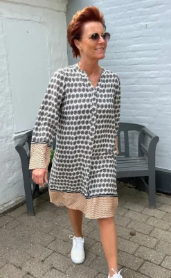 Online Kjole - Katia - Beige Print Kjoler