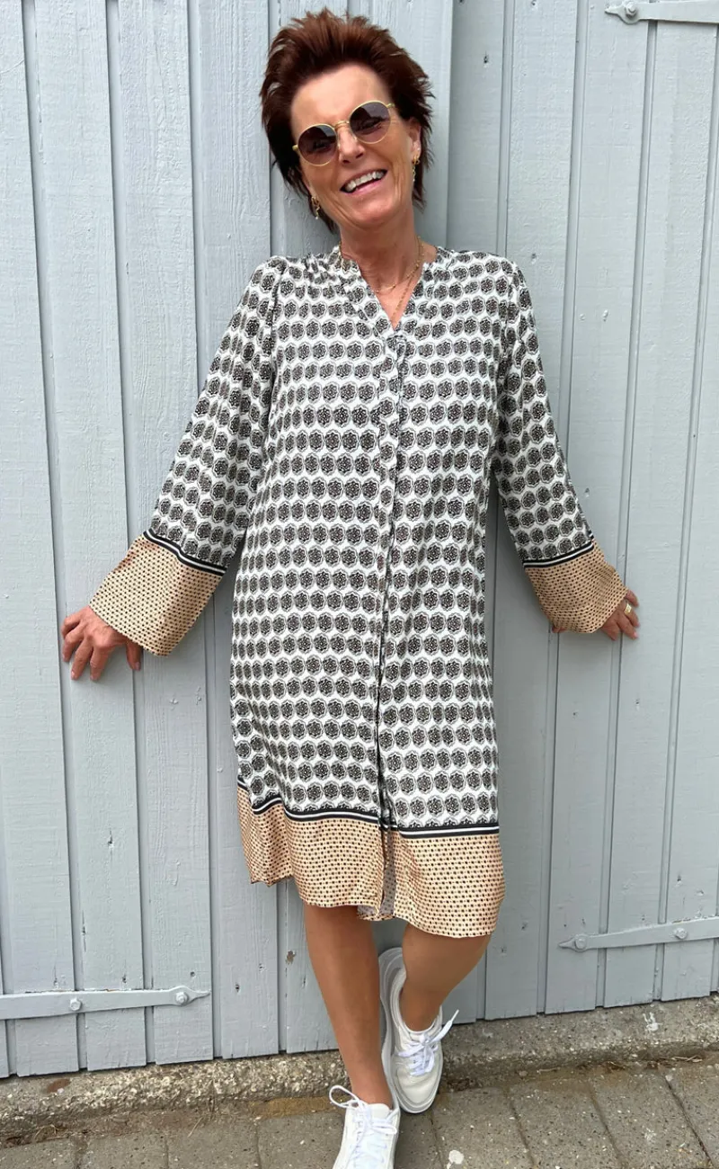 Online Kjole - Katia - Beige Print Kjoler