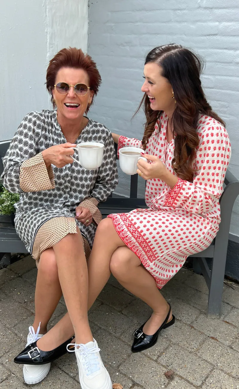 Online Kjole - Katia - Beige Print Kjoler