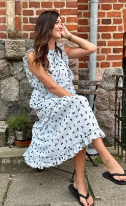 Discount Kjole - Lilja Bow Dress - Light Blue W. Black Bows Kjoler