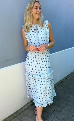 Discount Kjole - Lilja Bow Dress - Light Blue W. Black Bows Kjoler