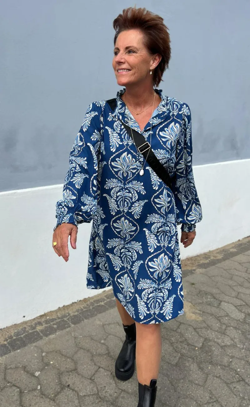 Online Kjole - Augusta - Navy Blue Paisley Kjoler