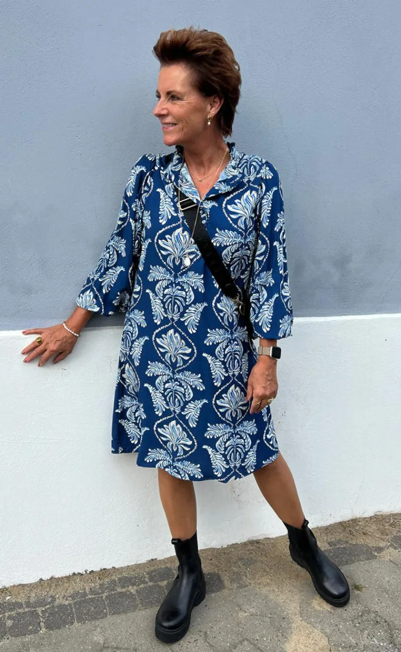 Online Kjole - Augusta - Navy Blue Paisley Kjoler