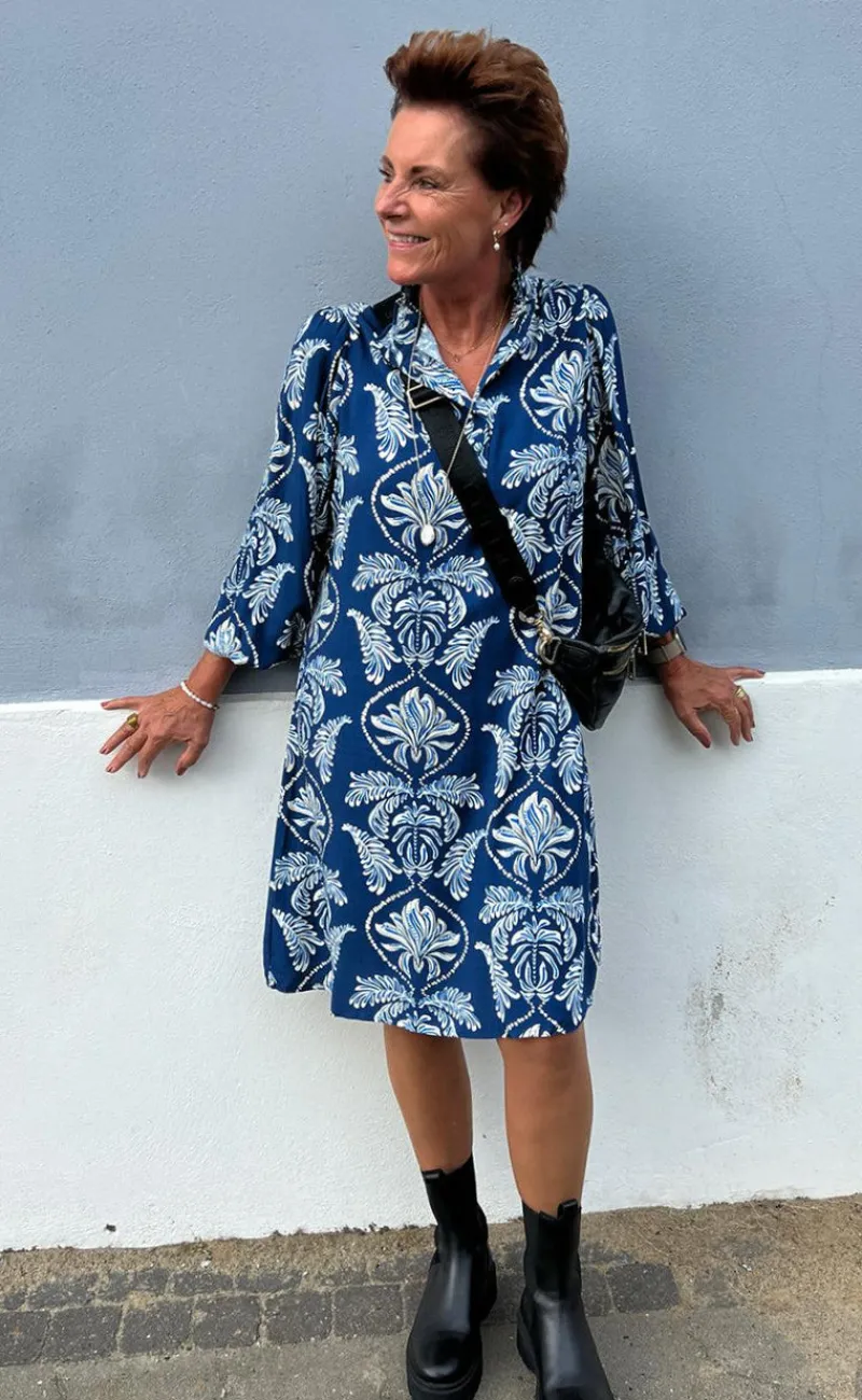 Online Kjole - Augusta - Navy Blue Paisley Kjoler