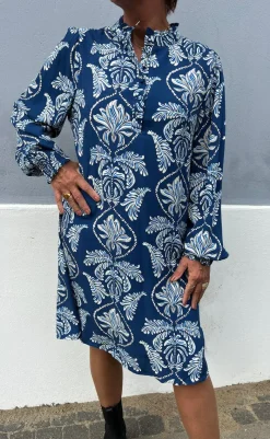 Online Kjole - Augusta - Navy Blue Paisley Kjoler