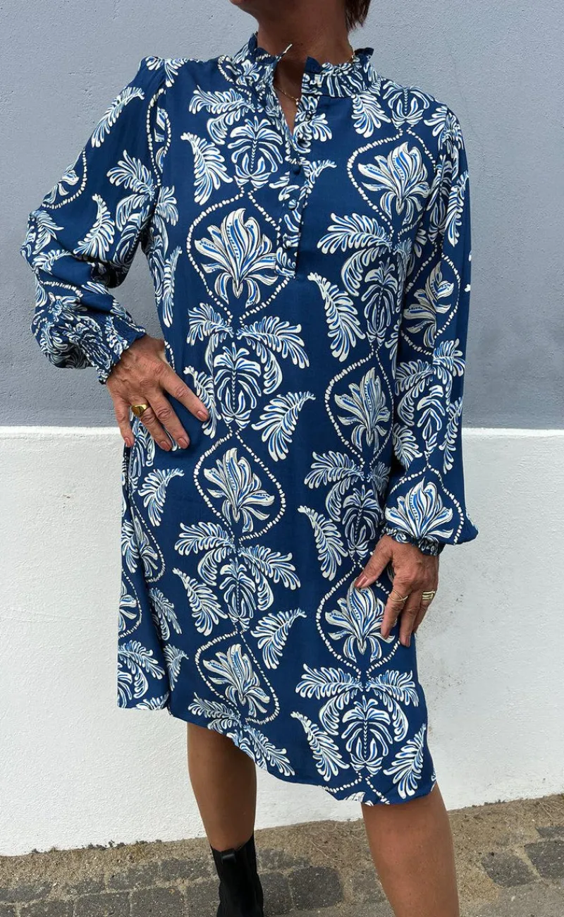 Online Kjole - Augusta - Navy Blue Paisley Kjoler