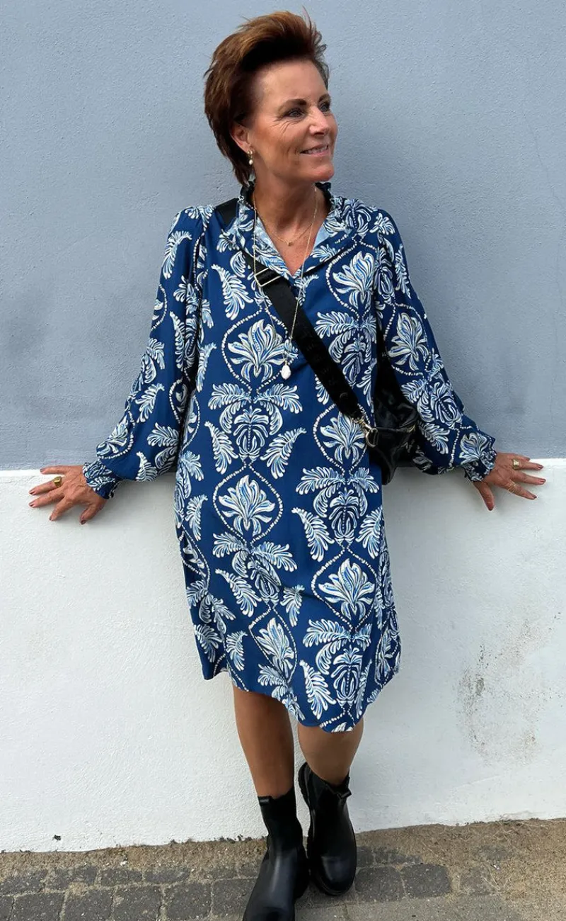 Online Kjole - Augusta - Navy Blue Paisley Kjoler