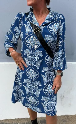 Online Kjole - Augusta - Navy Blue Paisley Kjoler