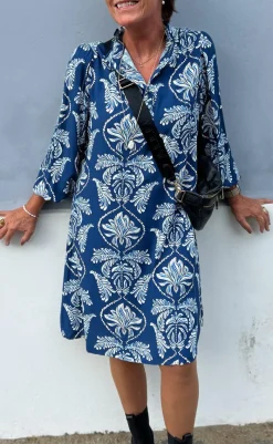 Online Kjole - Augusta - Navy Blue Paisley Kjoler