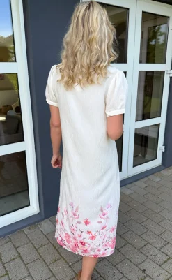 Hot Kjole - Nina - Off White W. Pink Flowers Kjoler