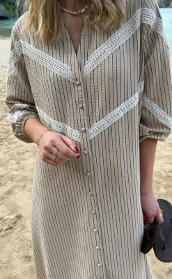 Clearance Kjole - Viola - Camel / Black Striped Kjoler