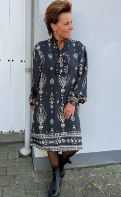 Outlet Kjole - Paulina - Antracit W. Paisley Kjoler