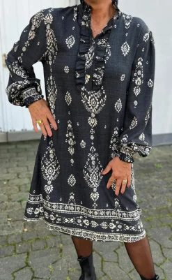 Outlet Kjole - Paulina - Antracit W. Paisley Kjoler