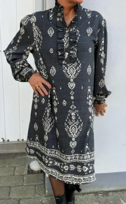 Outlet Kjole - Paulina - Antracit W. Paisley Kjoler