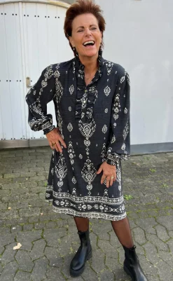 Outlet Kjole - Paulina - Antracit W. Paisley Kjoler