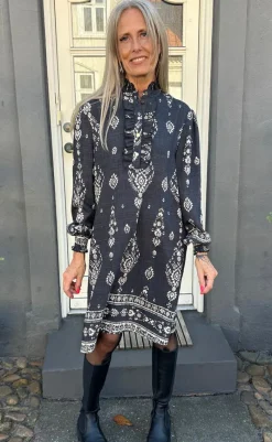 Outlet Kjole - Paulina - Antracit W. Paisley Kjoler