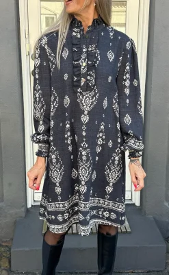 Outlet Kjole - Paulina - Antracit W. Paisley Kjoler