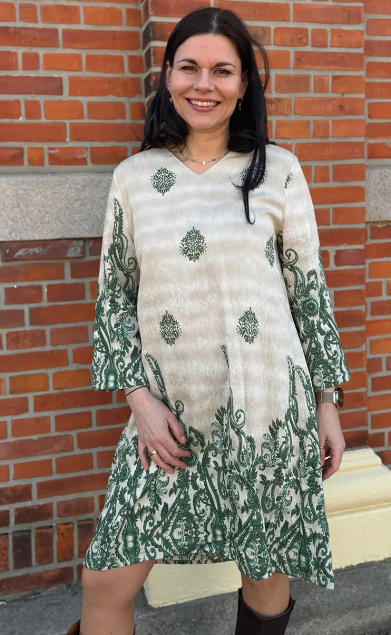 Outlet Kjole - Arianna - Green Paisley Kjoler