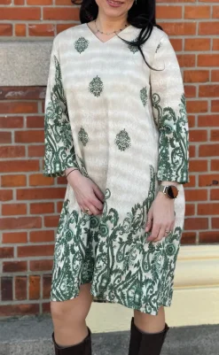 Outlet Kjole - Arianna - Green Paisley Kjoler