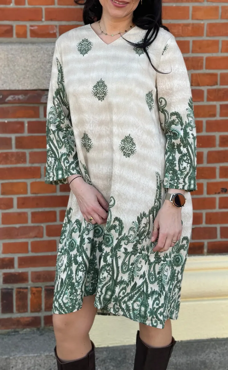 Outlet Kjole - Arianna - Green Paisley Kjoler