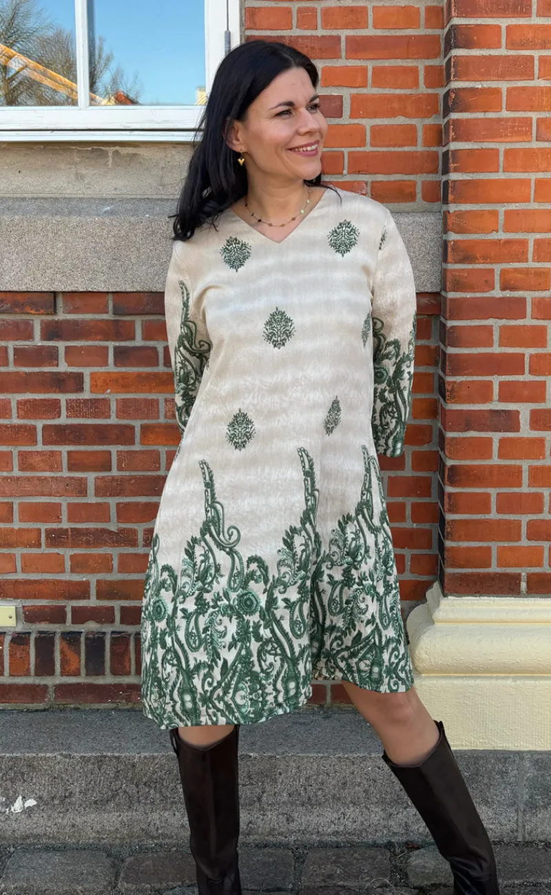 Outlet Kjole - Arianna - Green Paisley Kjoler
