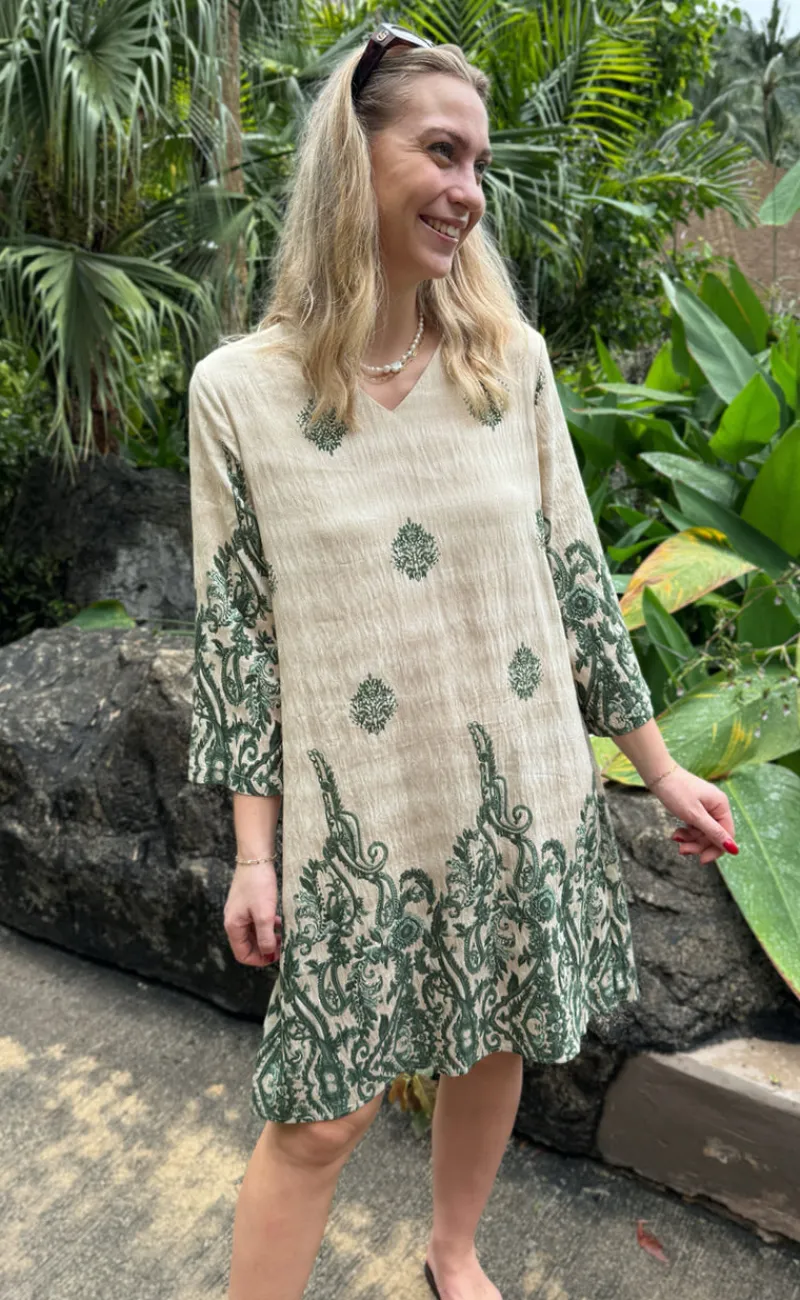 Outlet Kjole - Arianna - Green Paisley Kjoler