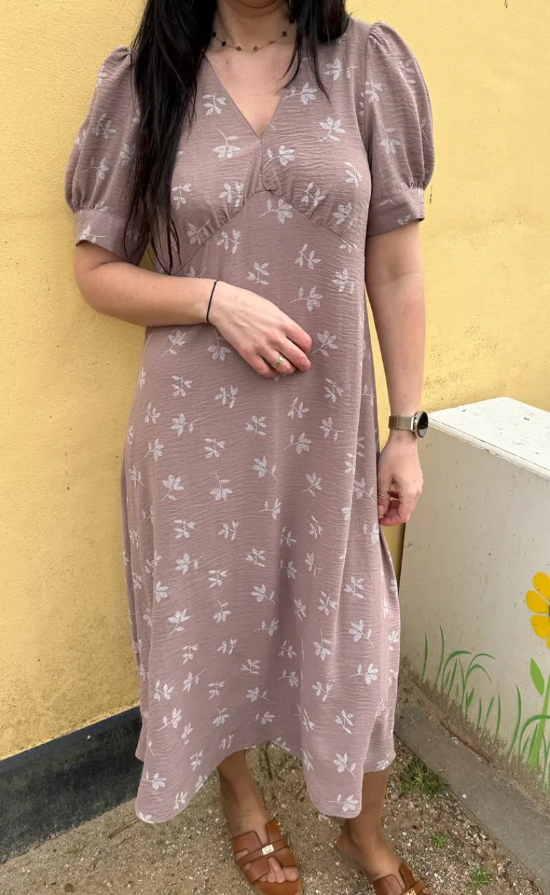 Outlet Kjole - Mirabelle - Camel W. White Flowers Kjoler