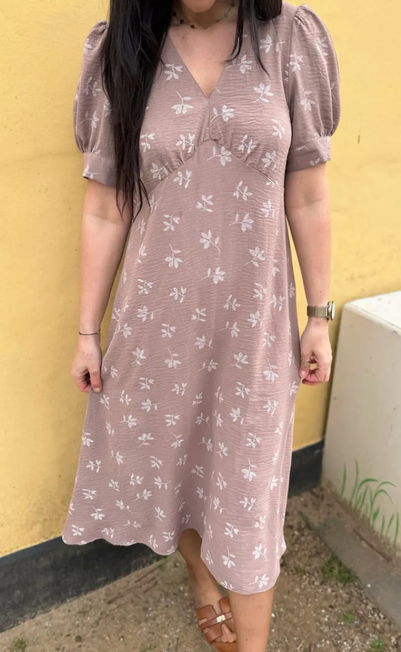 Outlet Kjole - Mirabelle - Camel W. White Flowers Kjoler