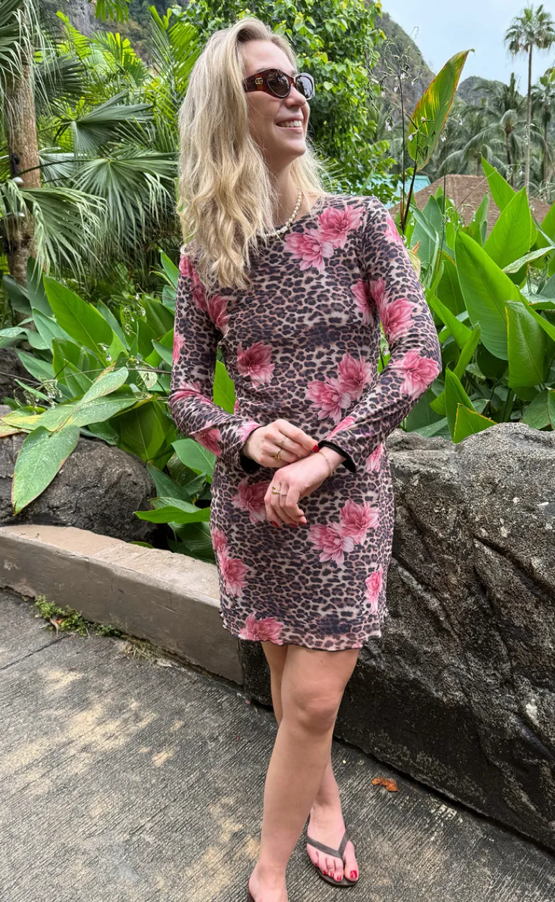 Hot Kjole - Chiara Mesh - Leopard / Flower Kjoler