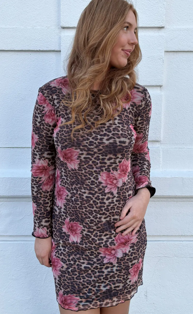 Hot Kjole - Chiara Mesh - Leopard / Flower Kjoler
