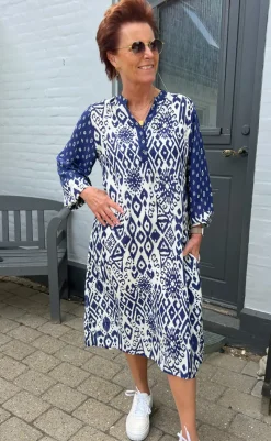 Clearance Kjole - Helena - Creme / Blue Kjoler