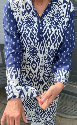 Clearance Kjole - Helena - Creme / Blue Kjoler