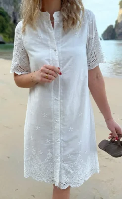 Clearance Kjole - Claudia - White Broderie Anglaise Kjoler