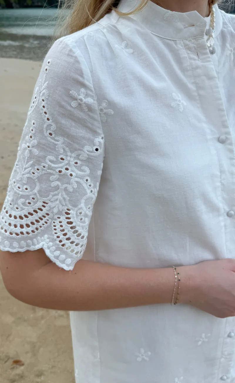 Clearance Kjole - Claudia - White Broderie Anglaise Kjoler