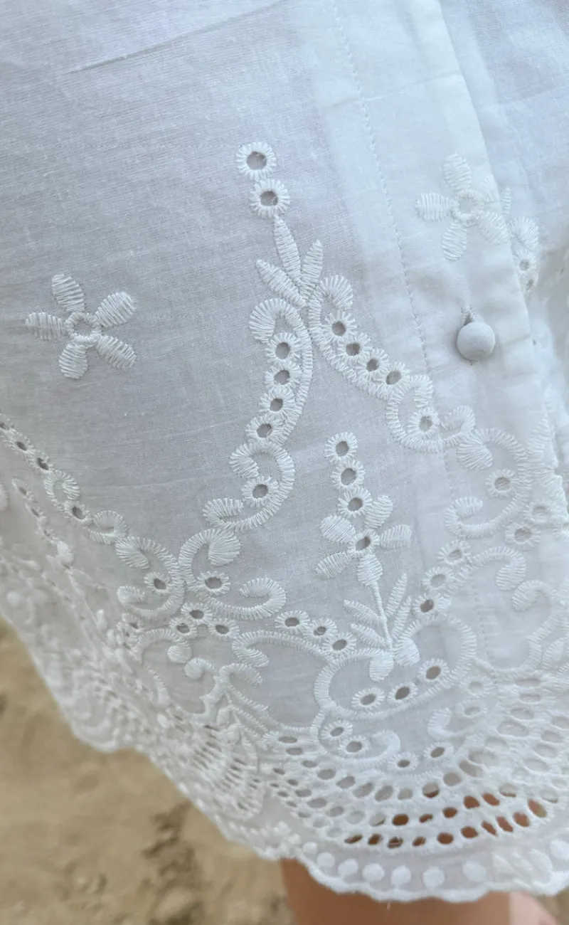 Clearance Kjole - Claudia - White Broderie Anglaise Kjoler