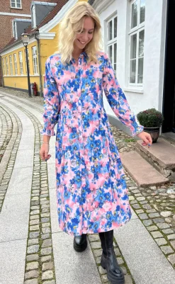 Outlet Kjole - Anna - Blue Flower Kjoler