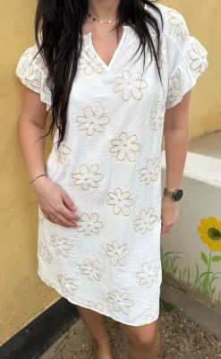 Discount Kjole - Emma - Flower Embroidery Kjoler