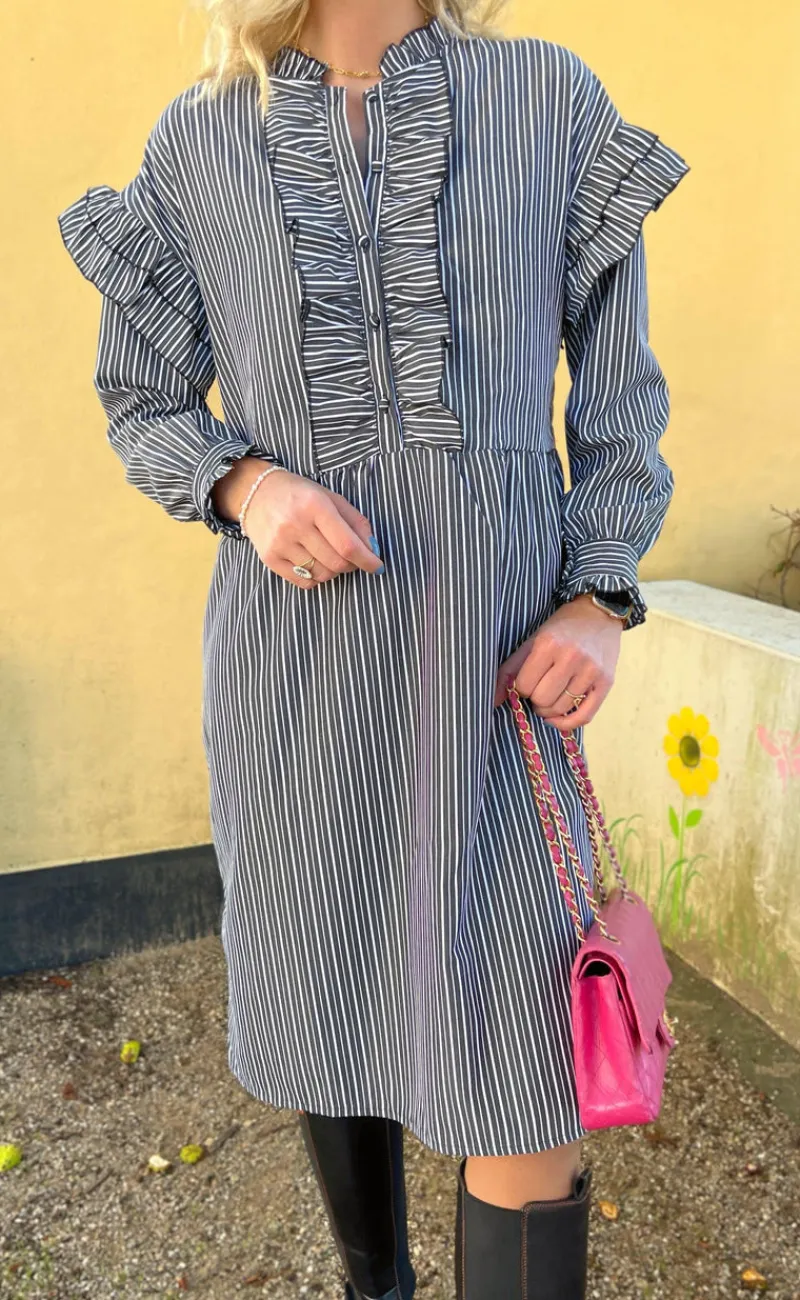 Sale Kjole - Emilie - Black Striped Kjoler