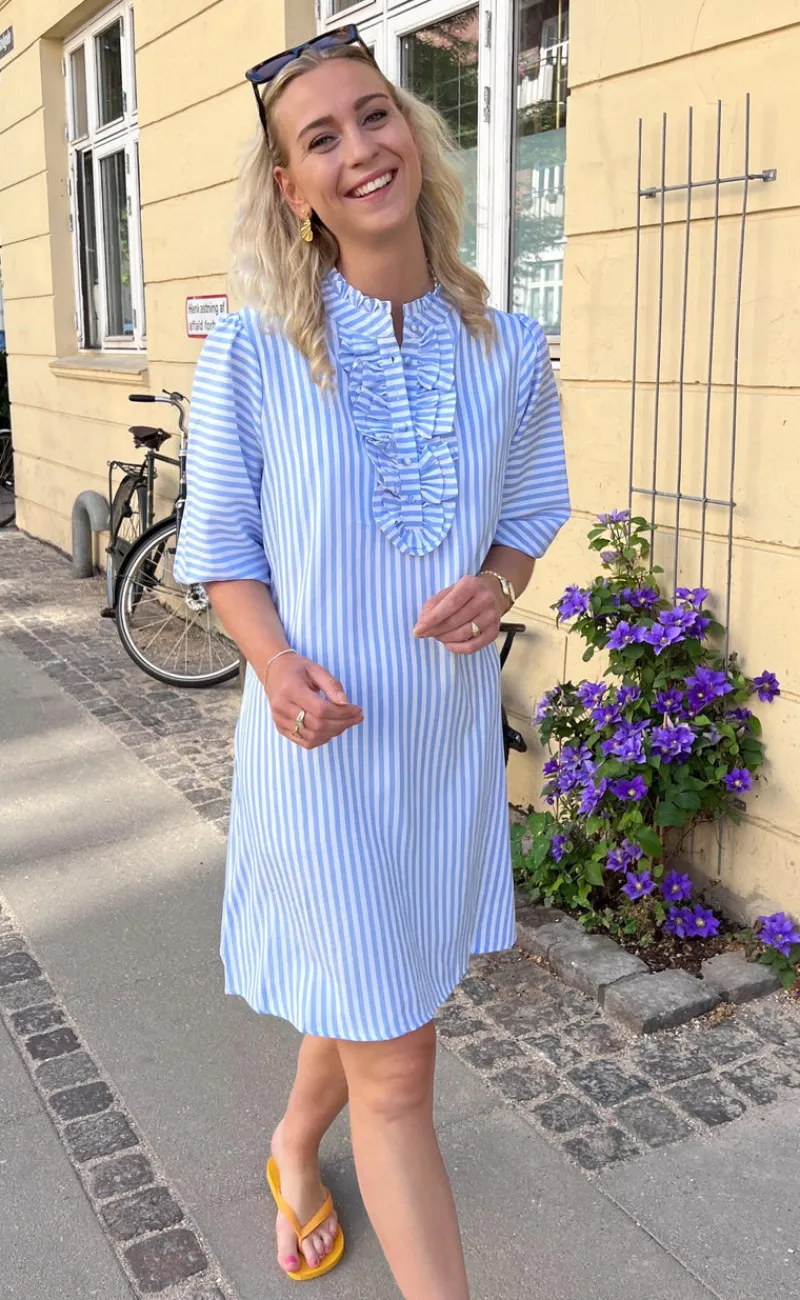 Online Kjole - Camilla - Blue/White Stripe Kjoler