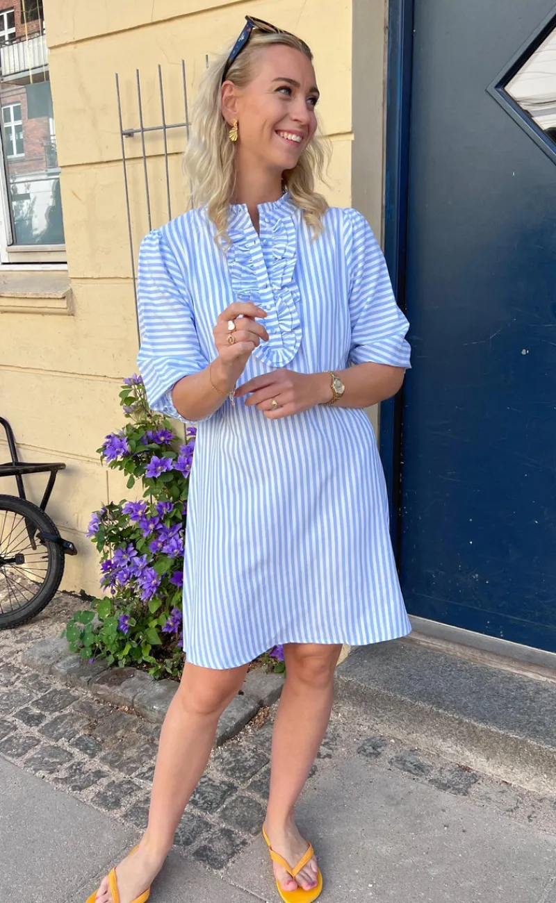 Online Kjole - Camilla - Blue/White Stripe Kjoler