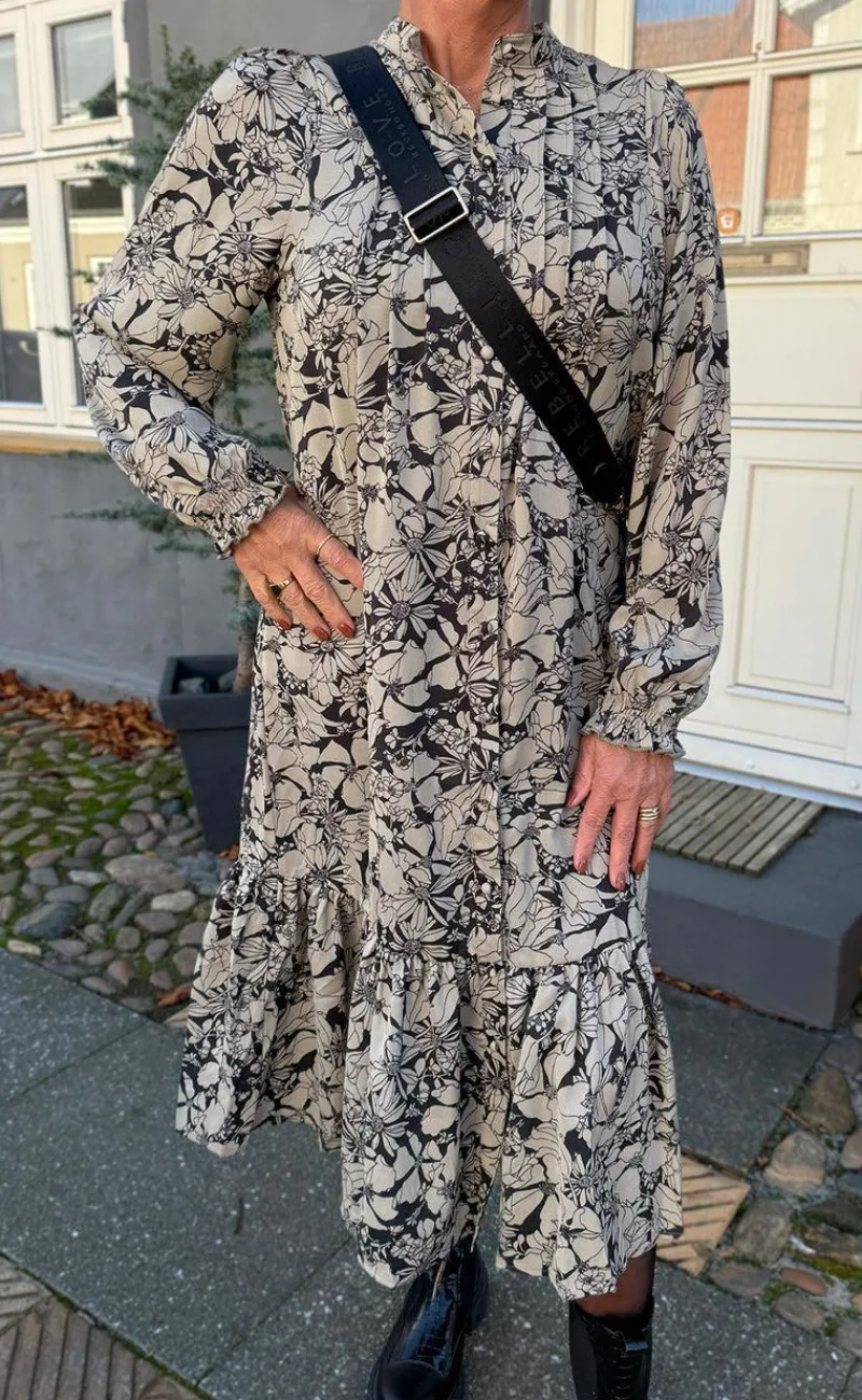 Online Kjole - Aida - Black / Brown Flowers Kjoler