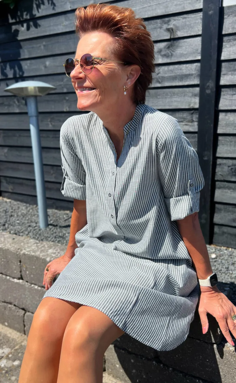 Outlet Kjole - Nia - Black Striped Kjoler